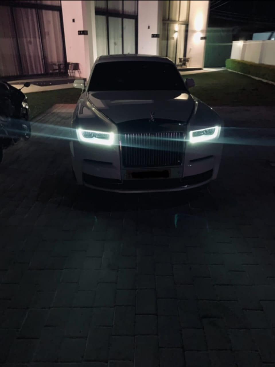 Rolls-Royce Phantom wedding car at night